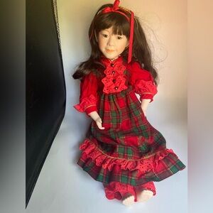 Marian Yu Porcelain Christmas Doll Signed